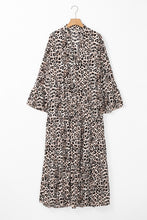 Load image into Gallery viewer, Leopard Notched Long Sleeve Maxi Dress