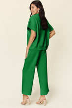 Load image into Gallery viewer, Double Take Full Size Texture Half Zip Short Sleeve Top and Pants Set