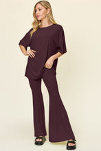 Load image into Gallery viewer, Double Take Full Size Round Neck Drop Shoulder T-Shirt and Flare Pants Set