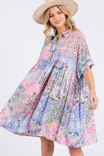 Load image into Gallery viewer, SAGE + FIG Floral Collared Neck Half Sleeve Mini Shirt Dress