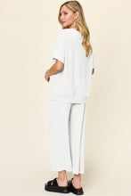 Load image into Gallery viewer, Double Take Full Size Texture Round Neck Short Sleeve T-Shirt and Wide Leg Pants