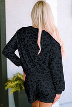 Load image into Gallery viewer, Leopard Round Neck Top and Shorts Lounge Set