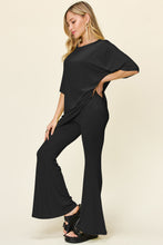 Load image into Gallery viewer, Double Take Full Size Round Neck Drop Shoulder T-Shirt and Flare Pants Set