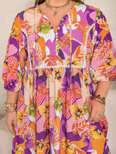 Load image into Gallery viewer, Plus Size Printed Tie Neck Maxi Dress
