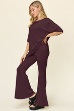 Load image into Gallery viewer, Double Take Full Size Round Neck Drop Shoulder T-Shirt and Flare Pants Set