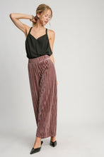 Load image into Gallery viewer, Umgee Full Size Elastic Waist Striped Wide Leg Velvet Pants