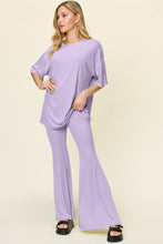 Load image into Gallery viewer, Double Take Full Size Round Neck Drop Shoulder T-Shirt and Flare Pants Set