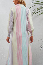 Load image into Gallery viewer, Rainbow Stripe Button-Up Maxi Shirt Dress