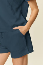 Load image into Gallery viewer, Double Take Full Size Texture Short Sleeve T-Shirt and Drawstring Shorts Set