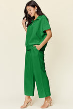 Load image into Gallery viewer, Double Take Full Size Texture Half Zip Short Sleeve Top and Pants Set