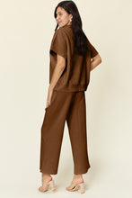 Load image into Gallery viewer, Double Take Full Size Texture Half Zip Short Sleeve Top and Pants Set