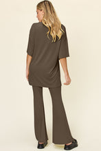 Load image into Gallery viewer, Double Take Full Size Round Neck Drop Shoulder T-Shirt and Flare Pants Set