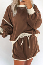 Load image into Gallery viewer, Contrast Trim Round Neck Top and Skort Set