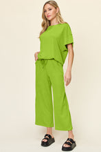 Load image into Gallery viewer, Double Take Full Size Texture Round Neck Short Sleeve T-Shirt and Wide Leg Pants