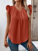 Load image into Gallery viewer, Ruched Round Neck Cap Sleeve Blouse