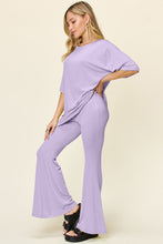 Load image into Gallery viewer, Double Take Full Size Round Neck Drop Shoulder T-Shirt and Flare Pants Set