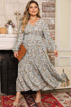 Load image into Gallery viewer, Plus Size Printed Balloon Sleeve Ruffle Hem Dress