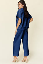 Load image into Gallery viewer, Double Take Full Size Texture Half Zip Short Sleeve Top and Pants Set