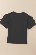 Load image into Gallery viewer, Ruffled Round Neck Short Sleeve Blouse