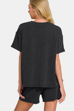 Load image into Gallery viewer, Zenana Rib Short Sleeve T-Shirt and Shorts Set