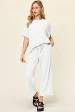 Load image into Gallery viewer, Double Take Full Size Texture Round Neck Short Sleeve T-Shirt and Wide Leg Pants