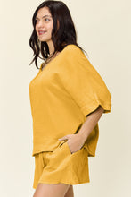 Load image into Gallery viewer, Double Take Texture Half Sleeve T-Shirt and Drawstring Shorts Set