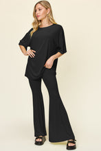 Load image into Gallery viewer, Double Take Full Size Round Neck Drop Shoulder T-Shirt and Flare Pants Set