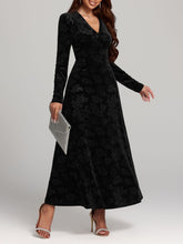 Load image into Gallery viewer, Rose Print V-Neck Long Sleeve Dress