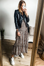 Load image into Gallery viewer, Leopard Notched Long Sleeve Maxi Dress