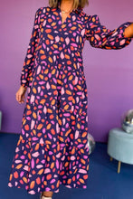 Load image into Gallery viewer, Printed Notched Long Sleeve Dress