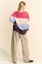 Load image into Gallery viewer, Davi & Dani Wavy Texture Color Block V-Neck Sweater