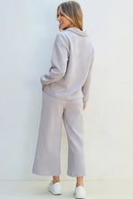 Load image into Gallery viewer, Textured Long Sleeve Top and Drawstring Pants Set