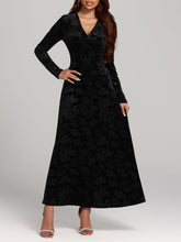 Load image into Gallery viewer, Rose Print V-Neck Long Sleeve Dress