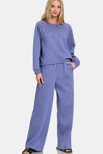 Load image into Gallery viewer, Zenana Round Neck Raglan Sleeve Top and Elastic Waist Pants Set