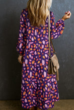 Load image into Gallery viewer, Printed Notched Long Sleeve Dress