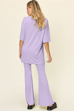 Load image into Gallery viewer, Double Take Full Size Round Neck Drop Shoulder T-Shirt and Flare Pants Set