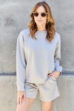 Load image into Gallery viewer, Double Take Full Size Texture Long Sleeve Top and Drawstring Shorts Set