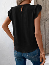 Load image into Gallery viewer, Ruched Round Neck Cap Sleeve Blouse
