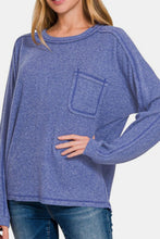 Load image into Gallery viewer, Zenana Full Size Contrast Stitching Brushed Ribbed Hacci Knit Top
