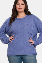 Load image into Gallery viewer, Zenana Full Size Contrast Stitching Brushed Ribbed Hacci Knit Top
