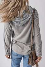 Load image into Gallery viewer, Drawstring Button Up Long Sleeve Hooded Jacket
