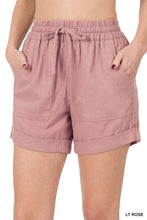 Load image into Gallery viewer, LINEN DRAWSTRING-WAIST SHORTS WITH POCKETS

