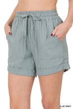 Load image into Gallery viewer, LINEN DRAWSTRING-WAIST SHORTS WITH POCKETS
