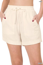 Load image into Gallery viewer, LINEN DRAWSTRING-WAIST SHORTS WITH POCKETS
