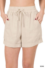 Load image into Gallery viewer, LINEN DRAWSTRING-WAIST SHORTS WITH POCKETS
