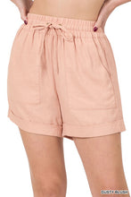 Load image into Gallery viewer, LINEN DRAWSTRING-WAIST SHORTS WITH POCKETS
