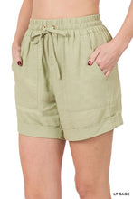 Load image into Gallery viewer, LINEN DRAWSTRING-WAIST SHORTS WITH POCKETS
