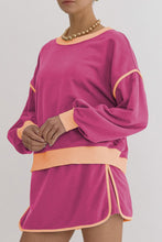 Load image into Gallery viewer, Contrast Trim Round Neck Top and Skort Set

