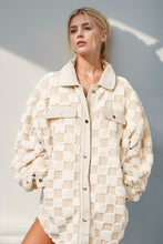 Load image into Gallery viewer, Double Take Button Up Fuzzy Checkered Shacket
