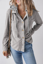 Load image into Gallery viewer, Drawstring Button Up Long Sleeve Hooded Jacket
